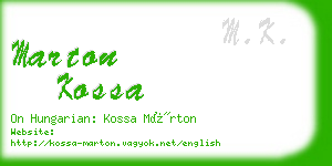 marton kossa business card